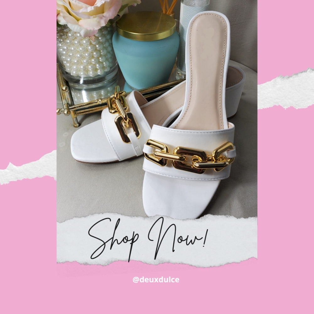 🎉✨️HOST PICK✨️🎉 White Gold Chain Link Sandals